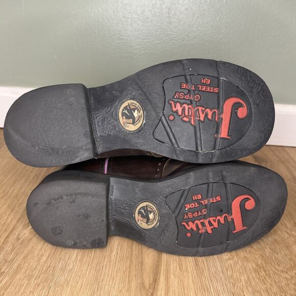 Justin Gypsy Women’s 10 Boots Steel Toe Western Cowgirl Brown Pink Work WKL9980 - Picture 8 of 9